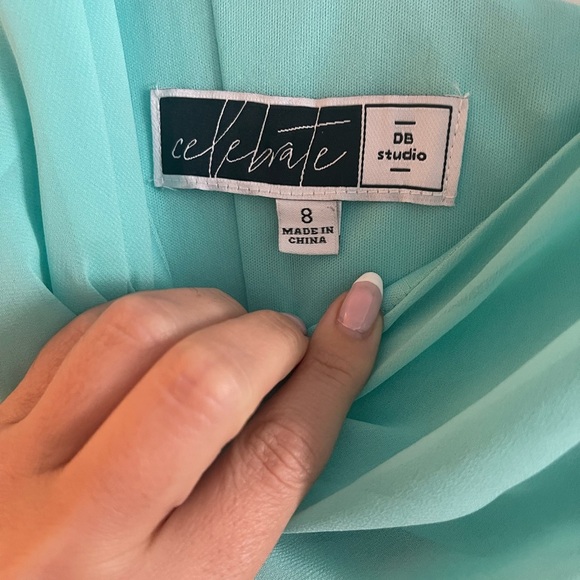 Cowl Neck Chiffon Dress with Slit - Picture 4 of 5